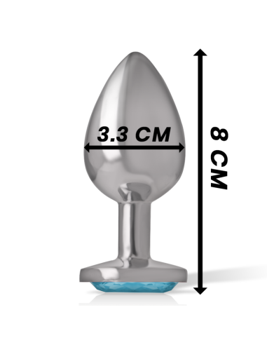 INTENSE - ALUMINUM METAL ANAL PLUG WITH BLUE GLASS SIZE M