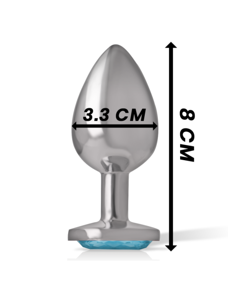 INTENSE - ALUMINUM METAL ANAL PLUG WITH BLUE GLASS SIZE M