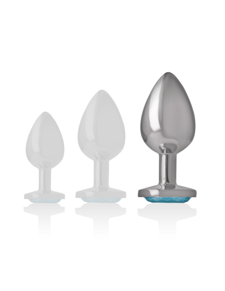 INTENSE - ALUMINUM METAL ANAL PLUG WITH BLUE CRYSTAL SIZE L