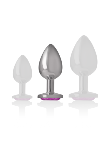 INTENSE - ALUMINUM METAL ANAL PLUG WITH PINK CRYSTAL SIZE M