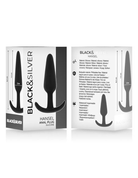BLACKandSILVER - HANSEL SILICONE ANAL PLUG WITH SMALL HANDLE