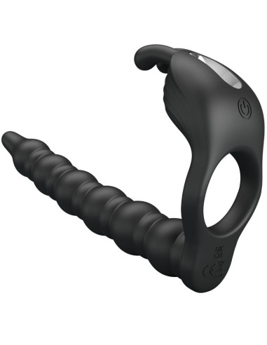 PRETTY LOVE - BLACKNEY PENIS RING WITH BLACK VIBRATOR PLUG