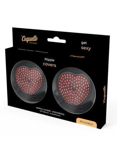 COQUETTE CHIC DESIRE - NIPPLE COVERS HEART BLACK - RED