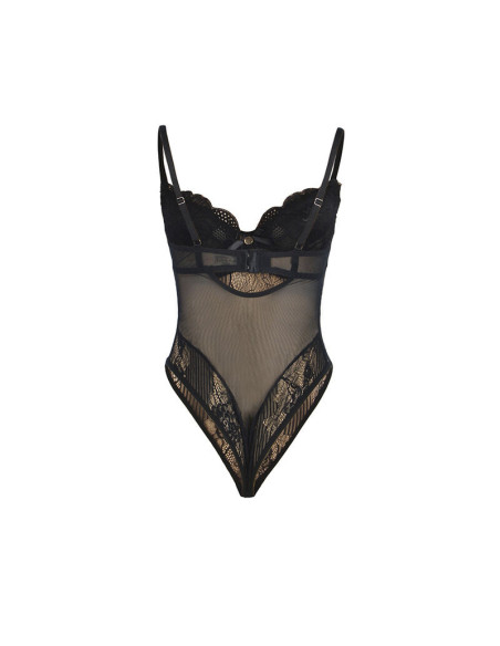 SUBBLIME - 955625 LACE BODYSUIT WITH BOTTOM CLOSURE BLACK L-XL
