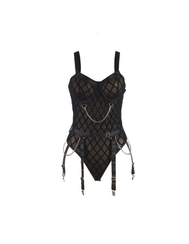 SUBBLIME - 954260 BODY WITH CHAINS GARTER BELT BLACK S-M