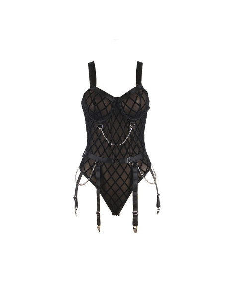 SUBBLIME - 954260 BODY WITH CHAINS GARTER BELT BLACK S-M