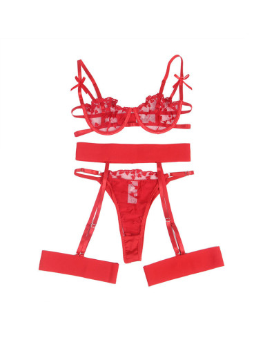 SUBBLIME - 954338 ŠIRDELĖS RAŠTO LIEMENĖLĖ SU STRINKELĖMIS IR KAIŠTIENOS DIRŽU, RAUDONA, L-XL