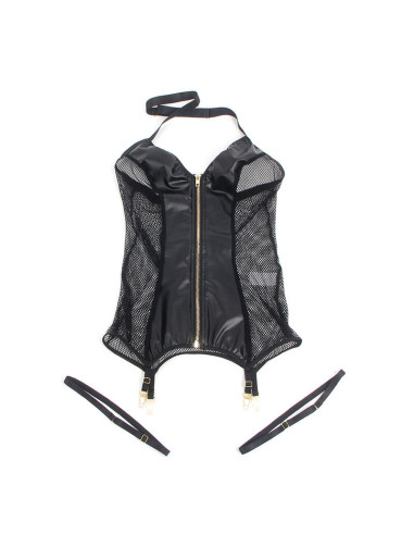 SUBBLIME - 954451 SEXY MESH DRESS LEATHER BLACK L-XL