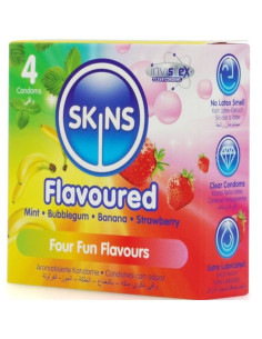 SKINS - ĮVAIRIŲ SKONIŲ PREMIUM KLASĖS PREZERVATYVŲ PAKUOTĖ, 4 VNT. 2