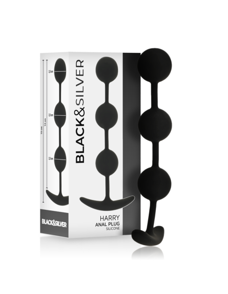 BLACKandSILVER - HARRY ANAL ROŽINIS 3 SILIKONINĖS RUTULIAI 14 CM