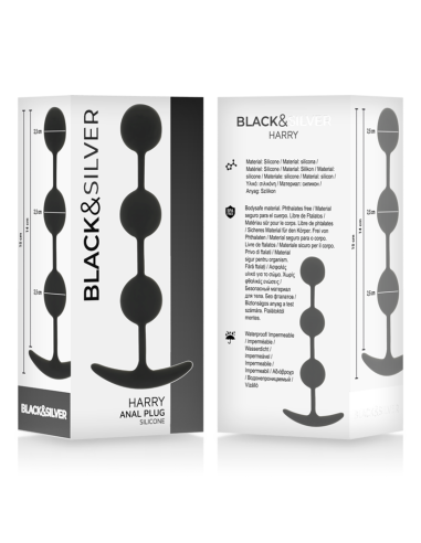 BLACKandSILVER - HARRY ANAL ROŽINIS 3 SILIKONINĖS RUTULIAI 14 CM