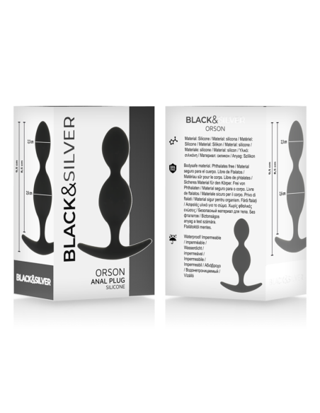 BLACKandSILVER - ORSON silikoninis analinis kamštelis, 2 bangos, 9 cm