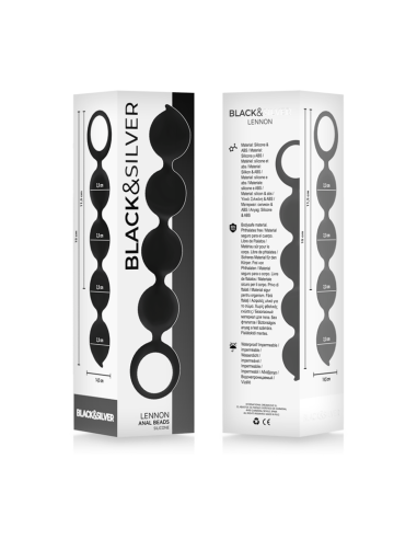 BLACKandSILVER - LENNON ANAL ROŽINIS 4 SILIKONINĖS RUTULIUKĖS 15 CM