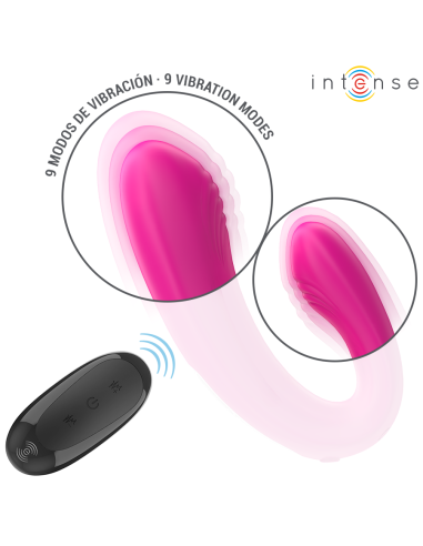 INTENSE - JANET DUAL U-SHAPED STIMULATOR AND VIBRATOR WITH REMOTE CONTROL PINK