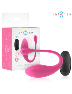 INTENSE - JANICE U VIBRATORIUS DVIGUBA STIMULIACIJA, 10 VIBRAVIMŲ, ROŽINIS, SU NUOTOLINIO VALDYMO VALDYMU