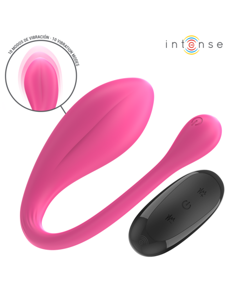 INTENSE - JANICE U VIBRATORIUS DVIGUBA STIMULIACIJA, 10 VIBRAVIMŲ, ROŽINIS, SU NUOTOLINIO VALDYMO VALDYMU