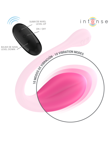 INTENSE - JANICE U VIBRATORIUS DVIGUBA STIMULIACIJA, 10 VIBRAVIMŲ, ROŽINIS, SU NUOTOLINIO VALDYMO VALDYMU