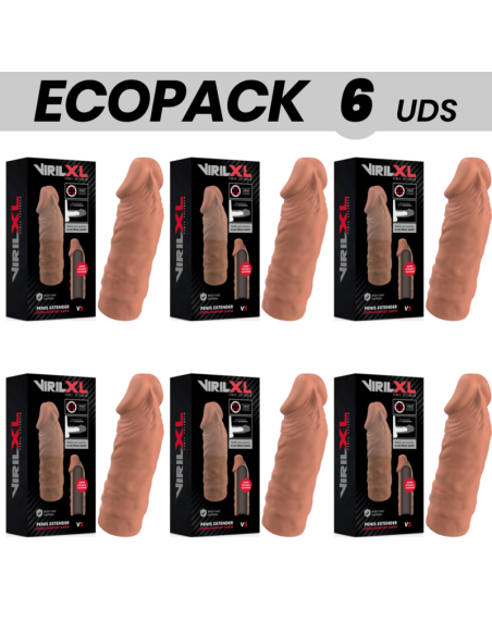 ECOPACK 6 VIENETAI - VIRILXL SKYSTO SILIKONINIO VARPOS ILGINIMO PRIEMONĖ V5 RUDOS SPALVOS