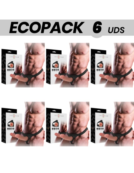 ECOPACK 6 UNITS - INTENSE HOLLOW HARNESS WITH DILDO 16 X 3 CM