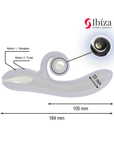 IBIZA - TWISTER VIBRATOR WITH CURVE STIMULATOR AND VIBRO-ROTATION