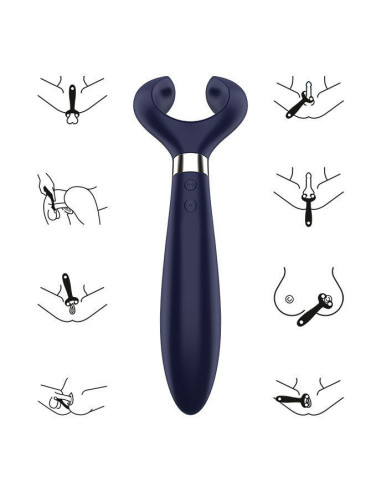 SATISFYER – BEGALINIS PRAMOGŲ DAUGIAVIBRATORIUS, 3 MĖLYNI