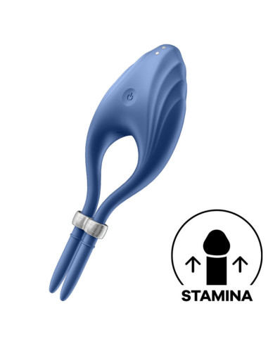 SATISFYER - DUELIST ŽIEDO VIBRATORIUS MĖLYNAS