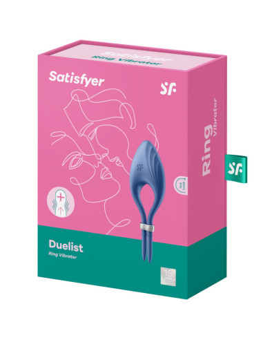 SATISFYER - DUELIST ŽIEDO VIBRATORIUS MĖLYNAS