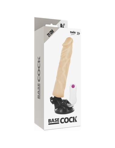 BASECOCK - REALISTINIS VIBRATORIUS SU NUOTOLINIO VALDYMO VALDYMU, ODOS DYDIS 21 CM -O- 4 CM