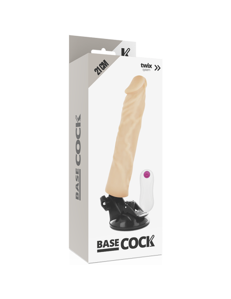 BASECOCK - REALISTINIS VIBRATORIUS SU NUOTOLINIO VALDYMO VALDYMU, ODOS DYDIS 21 CM -O- 4 CM