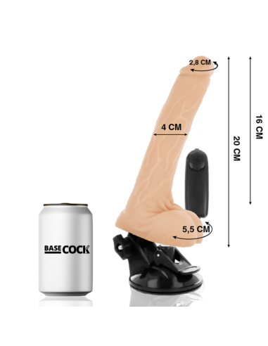 BASECOCK - REALISTINIS NATŪRALUS NUOTOLINIO VALDYMO VIBRATORIUS SU SĖKLĖLĖMIS 20 CM -O- 4 CM
