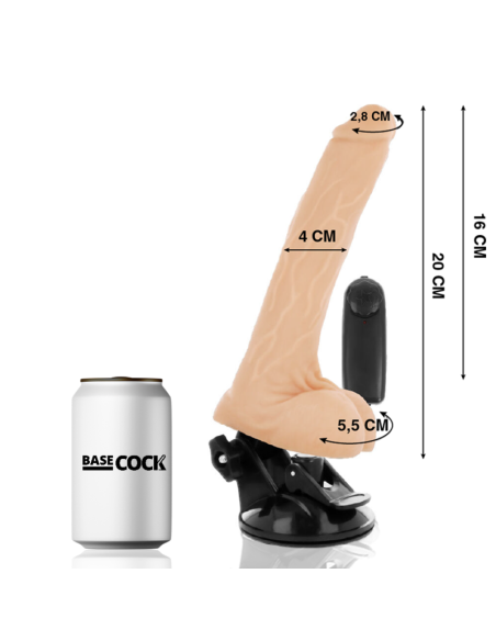 BASECOCK - REALISTINIS NATŪRALUS NUOTOLINIO VALDYMO VIBRATORIUS SU SĖKLĖLĖMIS 20 CM -O- 4 CM
