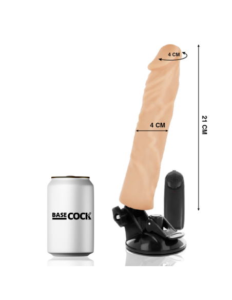 BASECOCK - REALISTINIS VIBRATORIUS SU NUOTOLINIO VALDYMO VALDYMU, ODOS DYDIS 21 CM -O- 4 CM