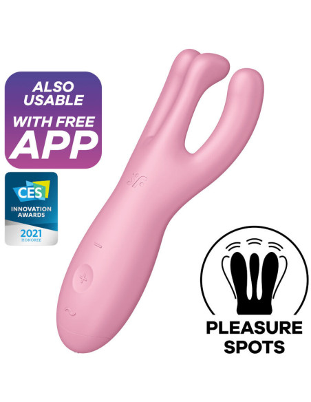 SATISFYER – TRIJŲ VIBRAVIMŲ PROGRAMĖLĖ, ROŽINIS