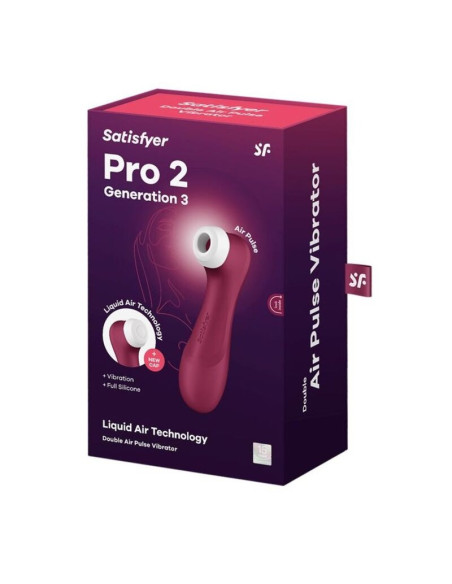 SATISFYER – 2 KARTOS „PRO 3“ SKYSTO ORO TECHNOLOGIJA, VYNO RAUDONO SPALVOS