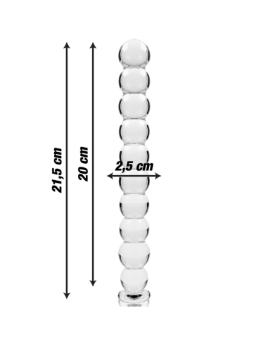 NEBULA SERIES BY IBIZA - MODEL 22 DILDO BOROSILICATE GLASS CLEAR 21.5 CM -O- 2.5 CM