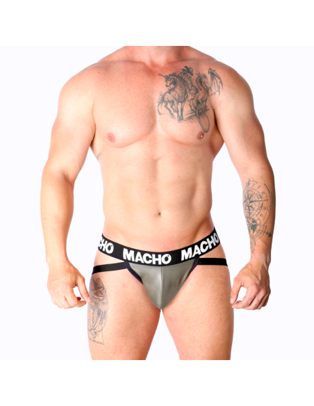 MACHO - MX27GR JOCK LEATHER GRAY BEIGE S