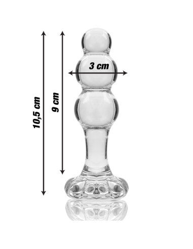 NEBULA SERIES BY IBIZA - MODEL 1 ANAL PLUG BOROSILICATE GLASS CLEAR 10.5 CM -O- 3 CM