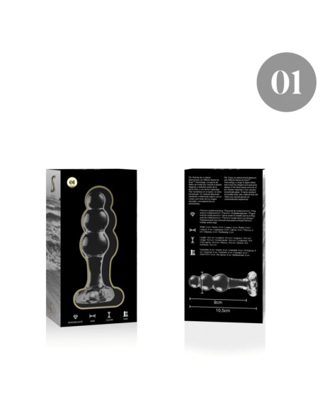 NEBULA SERIES BY IBIZA - MODEL 1 ANAL PLUG BOROSILICATE GLASS CLEAR 10.5 CM -O- 3 CM