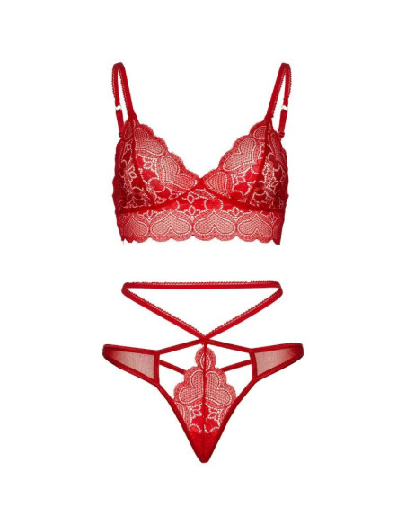 LEG AVENUE - 2 PIECES SET LACE BRALETTE AND THONG M-L