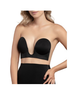 BYE-BRA - LIEMENĖLĖ BE RANKENĖLIŲ, U FORMOS, JUODA, A KAUŠELIO DYDIS