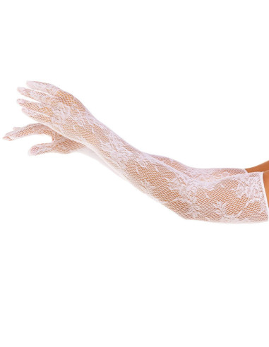 LEG AVENUE - RED FLORAL GLOVES BLACK