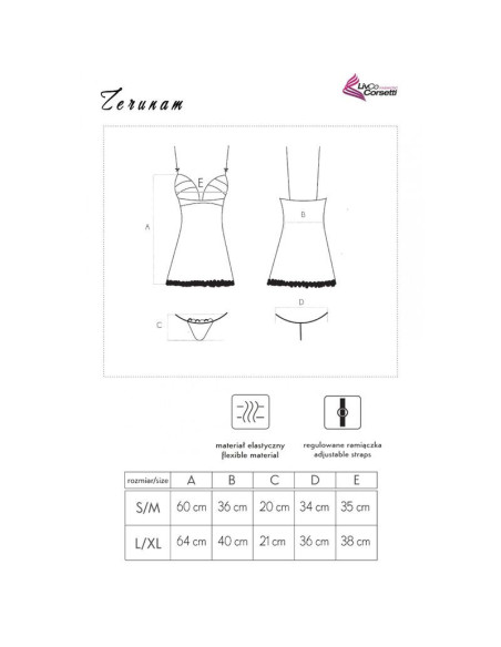 LIVCO CORSETTI FASHION - ZERUNAM SET BABYDOLL BLACK THONG
