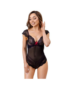LIVCO CORSETTI FASHION - EVELYN LC 20243 BODY WITH LACE TRIMMING AND TRANSPARENCIES BLACK S-M