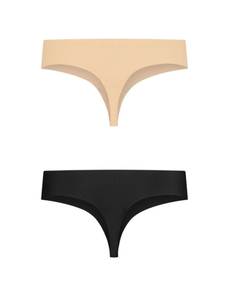 BYE-BRA - INVISIBLE THONG 2 PACK BEIGE and BLACK SIZE S