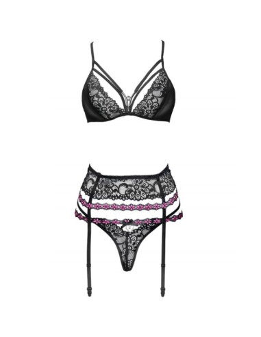 LIVCO CORSETTI FASHION - SNEHANA LC 90443 LIEMENĖLĖ SU KELNINĖLĖMIS IR JUODOMIS PAPUOŠTOMIS