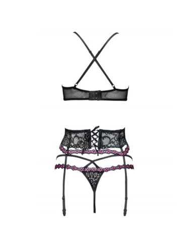 LIVCO CORSETTI FASHION - SNEHANA LC 90443 LIEMENĖLĖ SU KELNINĖLĖMIS IR JUODOMIS PAPUOŠTOMIS