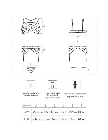 LIVCO CORSETTI FASHION - SOLEDAD LC 20217 BRA PANTY GARTER BELT L-XL
