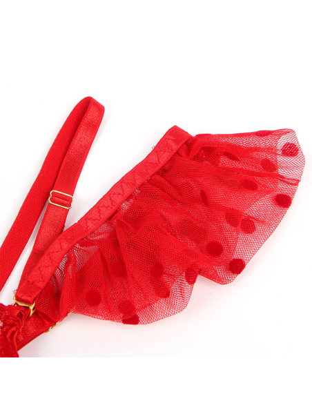 SUBBLIME - 957506 LACE BRA AND GARTER SET RED S-M