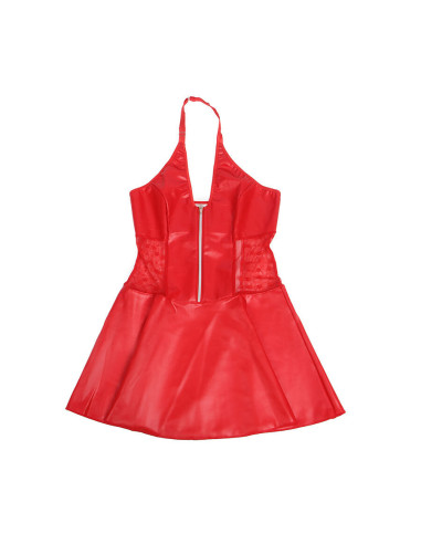 SUBBLIME - 957728 LACE ZIPPER LEATHER DRESS RED S-M