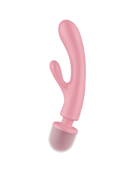 SATISFYER – TRIGUBO MEILĖS SU KLITORIAUS MASAŽUOKLIU MASAŽUOJAMASIS ĮRANGA, ROŽINIS